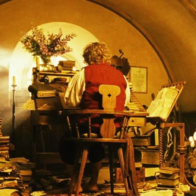 Bilbo writing his book preview